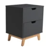 HOMN Tables De Chevet Table De Chevet 2 Tiroirs Gris, Mdf Laqué, Gris Anthracite -SURMATELAS Soldes table de chevet 2 tiroirs gris mdf laque gris anthracite