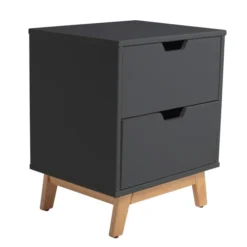 HOMN Tables De Chevet Table De Chevet 2 Tiroirs Gris, Mdf Laqué, Gris Anthracite