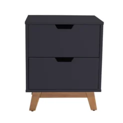 HOMN Tables De Chevet Table De Chevet 2 Tiroirs Gris, Mdf Laqué, Gris Anthracite -SURMATELAS Soldes table de chevet 2 tiroirs gris mdf laque gris anthracite 3