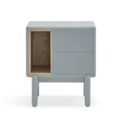 TEULAT Tables De Chevet Table De Chevet 2 Tiroirs Gris Perle -SURMATELAS Soldes table de chevet 2 tiroirs gris perle 2