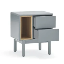 TEULAT Tables De Chevet Table De Chevet 2 Tiroirs Gris Perle -SURMATELAS Soldes table de chevet 2 tiroirs gris perle 3