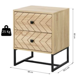 Homcom Tables De Chevet Table De Chevet 2 Tiroirs Style Graphique -SURMATELAS Soldes table de chevet 2 tiroirs style graphique 2