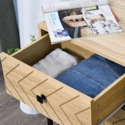 Homcom Tables De Chevet Table De Chevet 2 Tiroirs Style Graphique -SURMATELAS Soldes table de chevet 2 tiroirs style graphique 4