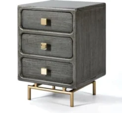 Thai Natura Tables De Chevet Table De Chevet 3 Tiroirs En Bois Teinté Noir Et Doré -SURMATELAS Soldes table de chevet 3 tiroirs en bois ceruse gris et dore 5