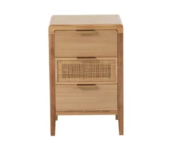 Meubles & Design Tables De Chevet Table De Chevet 3 Tiroirs En Bois Et Rotin -SURMATELAS Soldes table de chevet 3 tiroirs en bois et rotin 1