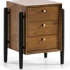 Thai Natura Tables De Chevet Table De Chevet 3 Tiroirs En Bois Foncé Et Doré -SURMATELAS Soldes table de chevet 3 tiroirs en bois fonce et dore