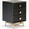 Thai Natura Tables De Chevet Table De Chevet 3 Tiroirs En Bois Teinté Noir Et Doré -SURMATELAS Soldes table de chevet 3 tiroirs en bois teinte noir et dore 1