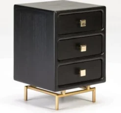 Thai Natura Tables De Chevet Table De Chevet 3 Tiroirs En Bois Teinté Noir Et Doré -SURMATELAS Soldes table de chevet 3 tiroirs en bois teinte noir et dore 3