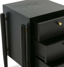Thai Natura Tables De Chevet Table De Chevet 3 Tiroirs En Bois Teinté Noir Et Doré -SURMATELAS Soldes table de chevet 3 tiroirs en bois teinte noir et dore 7