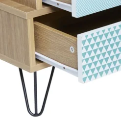 HOMN Tables De Chevet Table De Chevet 4 Tiroirs, Couleur Chêne, Pieds En Métal En Noir 12 HOMN Tables De Chevet Table De Chevet 4 Tiroirs, Couleur Chêne, Pieds En Métal En Noir -SURMATELAS Soldes table de chevet 4 tiroirs couleur chene pieds en metal en noir 4