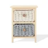 Mobili Rebecca Tables De Chevet Table De Chevet à 2 Tiroirs En Pin Tressé Et Coton Beige Et Gris -SURMATELAS Soldes table de chevet a 2 tiroirs en pin tresse et coton beige et gris