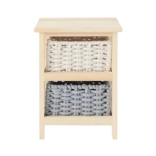 Mobili Rebecca Tables De Chevet Table De Chevet à 2 Tiroirs En Pin Tressé Et Coton Beige Et Gris 8 Mobili Rebecca Tables De Chevet Table De Chevet à 2 Tiroirs En Pin Tressé Et Coton Beige Et Gris – Image 6