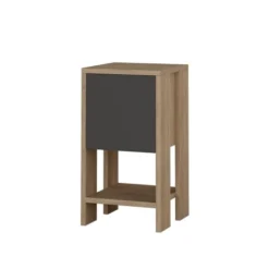 Toilinux Tables De Chevet Table De Chevet Avec 1 Porte Beige Et Gris Anthracite
