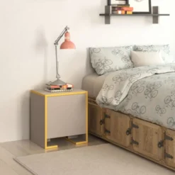 Toilinux Tables De Chevet Table De Chevet Avec 1 Porte Effet Bois Couleur Mocha Clair -SURMATELAS Soldes table de chevet avec 1 porte effet bois couleur mocha clair 2