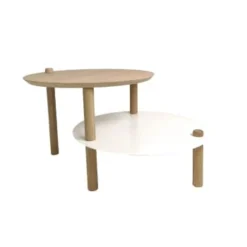 DIZY Design Tables De Chevet Good Is Beautiful Table De Chevet Avec 2 Plateaux Décalés En Chêne & Métal Vert -SURMATELAS Soldes table de chevet avec 2 plateaux decales en chene metal blanc