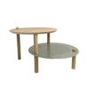 DIZY Design Tables De Chevet Good Is Beautiful Table De Chevet Avec 2 Plateaux Décalés En Chêne & Métal Vert -SURMATELAS Soldes table de chevet avec 2 plateaux decales en chene metal vert