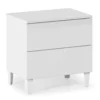 HOMN Tables De Chevet Table De Chevet Avec 2 Tiroirs Couleur Blanc Brillant -SURMATELAS Soldes table de chevet avec 2 tiroirs couleur blanc brillant