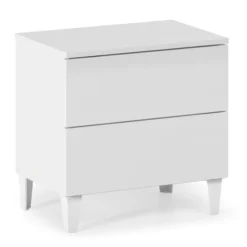 HOMN Tables De Chevet Table De Chevet Avec 2 Tiroirs Couleur Blanc Brillant
