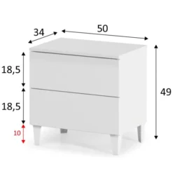 HOMN Tables De Chevet Table De Chevet Avec 2 Tiroirs Couleur Blanc Brillant 9 HOMN Tables De Chevet Table De Chevet Avec 2 Tiroirs Couleur Blanc Brillant -SURMATELAS Soldes table de chevet avec 2 tiroirs couleur blanc brillant 3