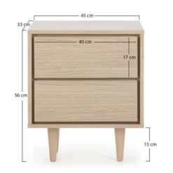 HOMN Tables De Chevet Table De Chevet Avec 2 Tiroirs Couleur Chêne -SURMATELAS Soldes table de chevet avec 2 tiroirs couleur chene 3