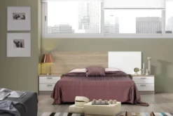 HOMN Tables De Chevet Table De Chevet Avec 2 Tiroirs En Blanc Et Bois -SURMATELAS Soldes table de chevet avec 2 tiroirs en blanc et bois 3