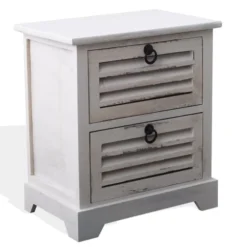 Mobili Rebecca Tables De Chevet Table De Chevet Avec 2 Tiroirs En Bois Et Blanc -SURMATELAS Soldes table de chevet avec 2 tiroirs en bois et blanc 2
