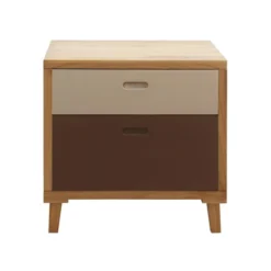 Mobili Rebecca Tables De Chevet Table De Chevet Avec 2 Tiroirs En Bois Marron