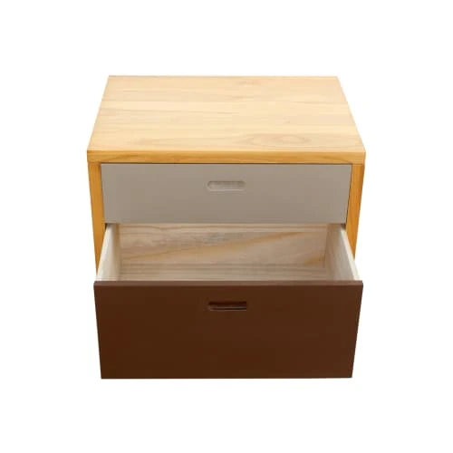 Mobili Rebecca Tables De Chevet Table De Chevet Avec 2 Tiroirs En Bois Marron 6 Mobili Rebecca Tables De Chevet Table De Chevet Avec 2 Tiroirs En Bois Marron – Image 4