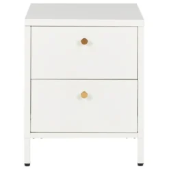 Beliani Tables De Chevet Table De Chevet Avec 2 Tiroirs En Métal Blanc -SURMATELAS Soldes table de chevet avec 2 tiroirs en metal blanc 2