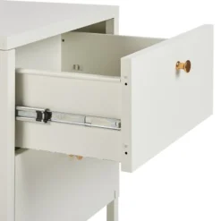 Beliani Tables De Chevet Table De Chevet Avec 2 Tiroirs En Métal Blanc -SURMATELAS Soldes table de chevet avec 2 tiroirs en metal blanc 4