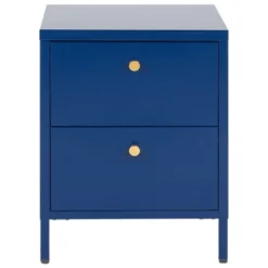 Beliani Tables De Chevet Table De Chevet Avec 2 Tiroirs En Métal Bleu Marine -SURMATELAS Soldes table de chevet avec 2 tiroirs en metal bleu marine 2