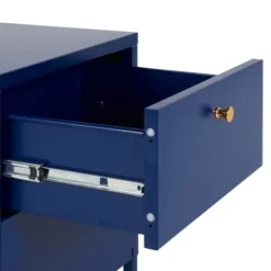 Beliani Tables De Chevet Table De Chevet Avec 2 Tiroirs En Métal Bleu Marine -SURMATELAS Soldes table de chevet avec 2 tiroirs en metal bleu marine 4