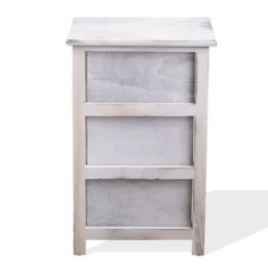 Mobili Rebecca Tables De Chevet Table De Chevet Avec 3 Tiroirs En Bois Blanc -SURMATELAS Soldes table de chevet avec 3 tiroirs en bois blanc 11