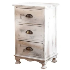 Mobili Rebecca Tables De Chevet Table De Chevet Avec 3 Tiroirs En Bois Blanc -SURMATELAS Soldes table de chevet avec 3 tiroirs en bois blanc 2