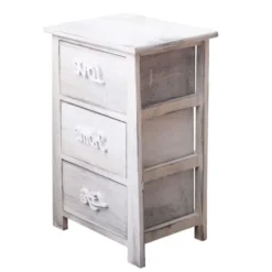 Mobili Rebecca Tables De Chevet Table De Chevet Avec 3 Tiroirs En Bois Blanc -SURMATELAS Soldes table de chevet avec 3 tiroirs en bois blanc 8