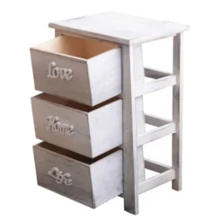 Mobili Rebecca Tables De Chevet Table De Chevet Avec 3 Tiroirs En Bois Blanc -SURMATELAS Soldes table de chevet avec 3 tiroirs en bois blanc 9