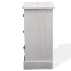 Mobili Rebecca Tables De Chevet Table De Chevet Avec 3 Tiroirs En Bois Blanc Et Beige Et Gris -SURMATELAS Soldes table de chevet avec 3 tiroirs en bois blanc et beige et gris 4