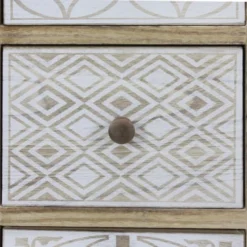 Mobili Rebecca Tables De Chevet Table De Chevet Avec 3 Tiroirs En Bois Blanc Et Beige Et Marron -SURMATELAS Soldes table de chevet avec 3 tiroirs en bois blanc et beige et marron 5