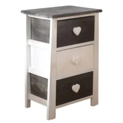 Mobili Rebecca Tables De Chevet Table De Chevet Avec 3 Tiroirs En Bois Blanc Et Gris -SURMATELAS Soldes table de chevet avec 3 tiroirs en bois blanc et gris 2