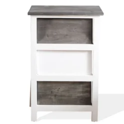 Mobili Rebecca Tables De Chevet Table De Chevet Avec 3 Tiroirs En Bois Blanc Et Gris -SURMATELAS Soldes table de chevet avec 3 tiroirs en bois blanc et gris 5