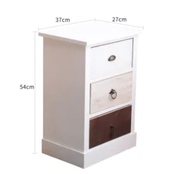 Mobili Rebecca Tables De Chevet Table De Chevet Avec 3 Tiroirs En Bois Blanc Et Marron -SURMATELAS Soldes table de chevet avec 3 tiroirs en bois blanc et marron 2