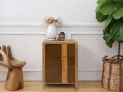 Mobili Rebecca Tables De Chevet Table De Chevet Avec 3 Tiroirs En Bois Brun -SURMATELAS Soldes table de chevet avec 3 tiroirs en bois brun 1