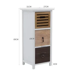 Mobili Rebecca Tables De Chevet Table De Chevet Avec 3 Tiroirs En Bois Brun Et Blanc -SURMATELAS Soldes table de chevet avec 3 tiroirs en bois brun et blanc 2
