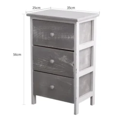 Mobili Rebecca Tables De Chevet Table De Chevet Avec 3 Tiroirs En Bois Gris Et Blanc -SURMATELAS Soldes table de chevet avec 3 tiroirs en bois gris et blanc 4
