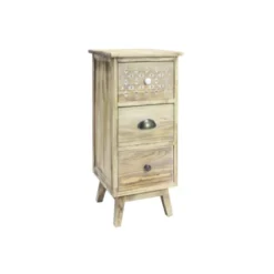 Mobili Rebecca Tables De Chevet Table De Chevet Avec 3 Tiroirs En Bois Marron Clair -SURMATELAS Soldes table de chevet avec 3 tiroirs en bois marron clair 2