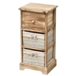 Mobili Rebecca Tables De Chevet Table De Chevet Avec 3 Tiroirs En Bois Naturel Et Blanc -SURMATELAS Soldes table de chevet avec 3 tiroirs en bois naturel et blanc 7