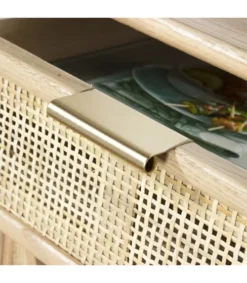 Casâme Tables De Chevet Table De Chevet Avec Cannage, Plaquée Frêne H71cm - Beige -SURMATELAS Soldes table de chevet avec cannage plaquee frene h71cm beige 4