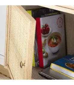 Casâme Tables De Chevet Table De Chevet Avec Cannage, Plaquée Frêne H71cm - Beige -SURMATELAS Soldes table de chevet avec cannage plaquee frene h71cm beige 5