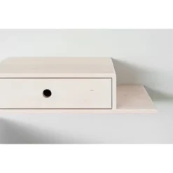 WOODEK Tables De Chevet Table De Chevet Avec étagère Sur Le Côté Droit En Bouleau Blanc -SURMATELAS Soldes table de chevet avec etagere sur le cote droit en bouleau blanc 2