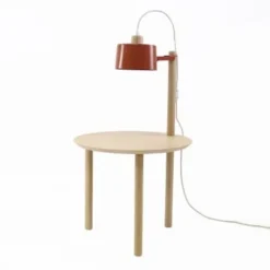 DIZY Design Tables De Chevet Table De Chevet Avec Lampe En Chêne Et Métal Vert -SURMATELAS Soldes table de chevet avec lampe en chene et metal terracotta 11